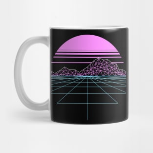 Outran Synthwave Sunset Vaporwave Grid Aesthetic Gift Mug